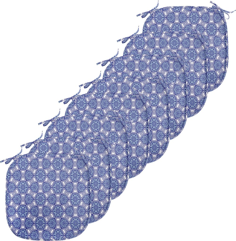 ABAKUHAUS Türkisch-Muster Polster für Esszimmerstühle, Blauer Mosaik, Dekoratives wasserfestes Kissen mit Riemen für Küchensitze, 40 cm x 40 c...