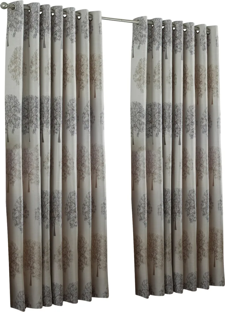 Rideaux occultants motif arbres Oakdale Argent 229x137cm Riva Home