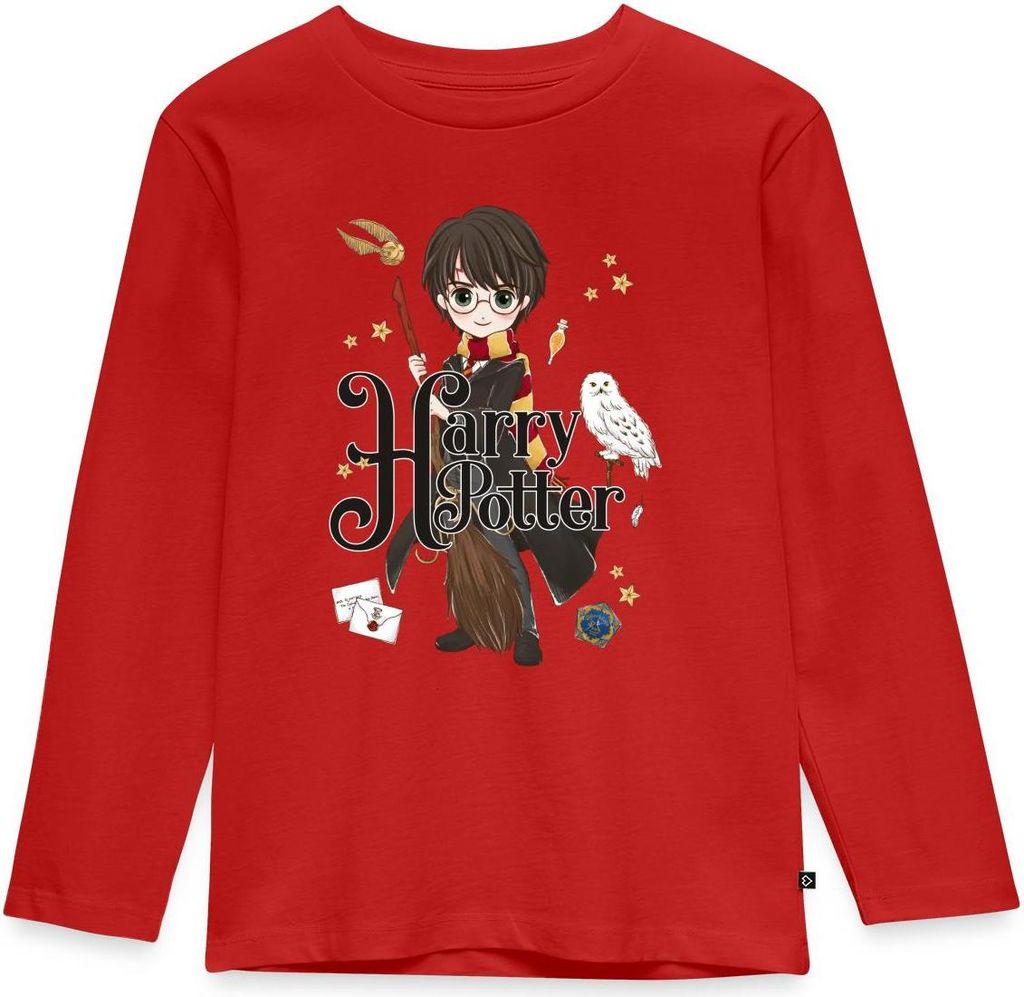 Spreadshirt Harry Potter Elemente Kinder Premium Langarmshirt, 122/128 (6 Jahre), Rot