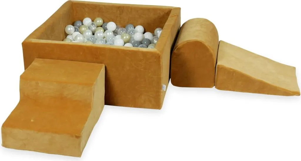 Aire de jeux Caramel velouté 90cm avec 400 balles nacrées et dorées luxe