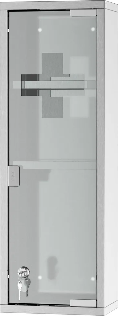 Armoire à Pharmacie Design Croix 58 cm de Haut en Inox avec 2 Étagères
