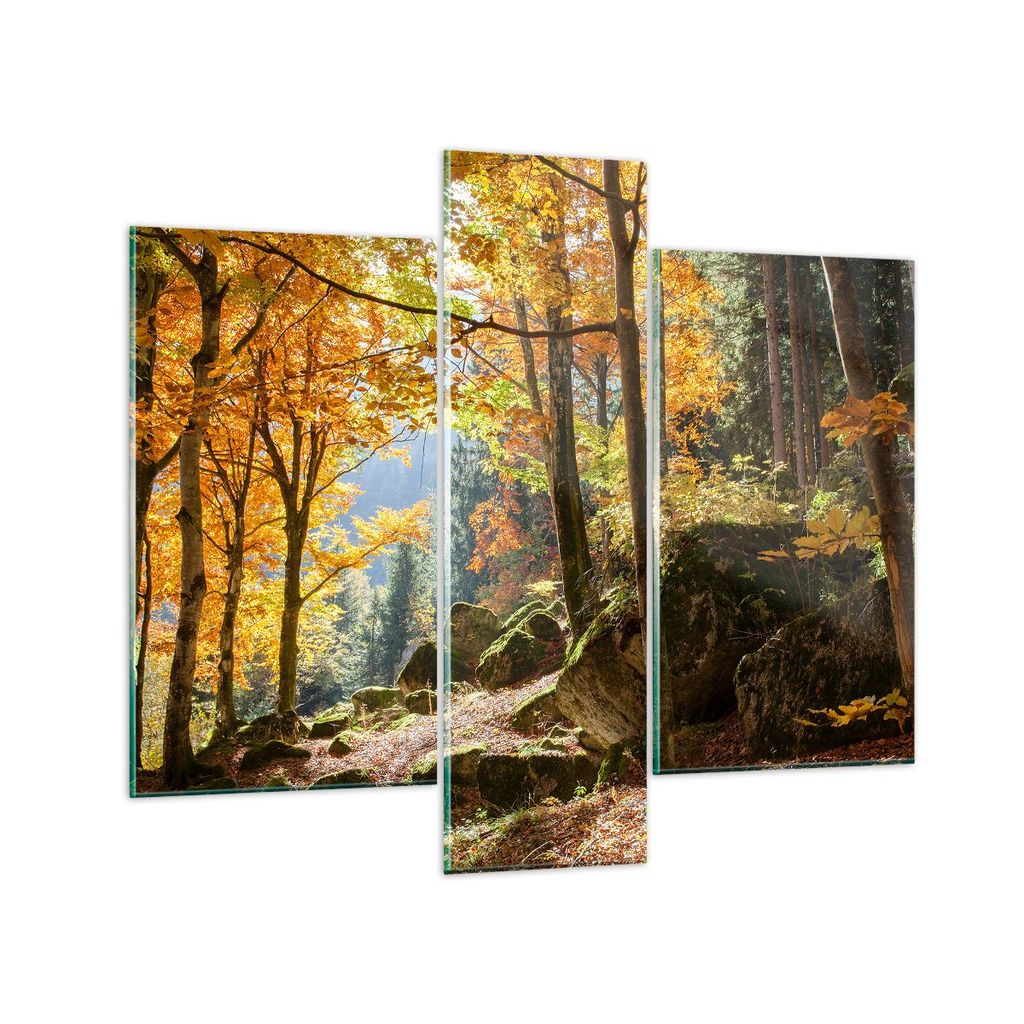 Bilder auf glas - Herbst berg wald natur - 95x80cm - Glasbilder - Wandbilder - Kunstdruck - zum Aufhängen bereit - Wanddekoration aus Glas - Glas ...