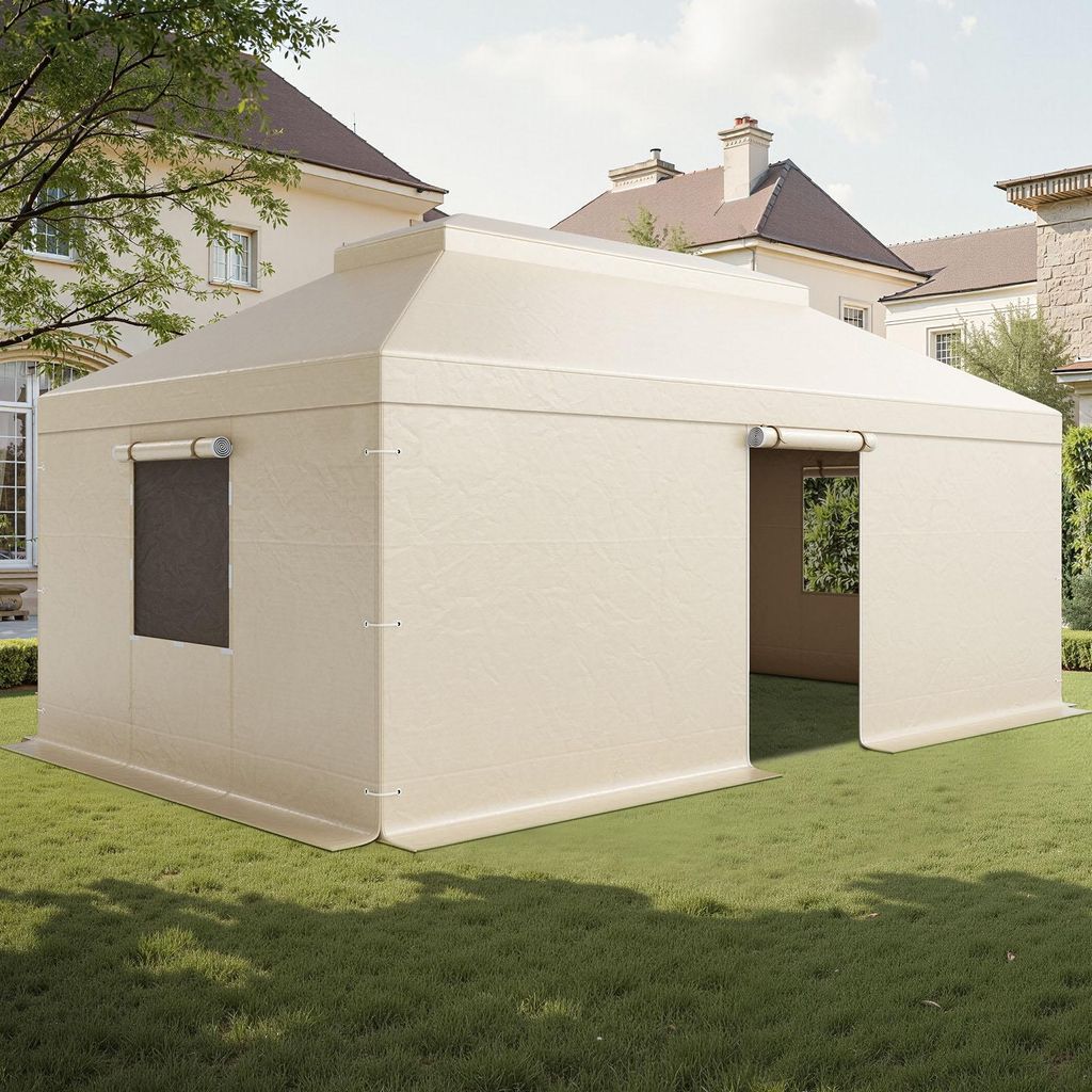 VEVOR Winterabdeckung, passend für 3,66 x 6,1 m Pavillons mit Doppeldach, Ersatzabdeckung mit Seitenwänden & Netzfenstern, Lagerschutzabdeckungen...