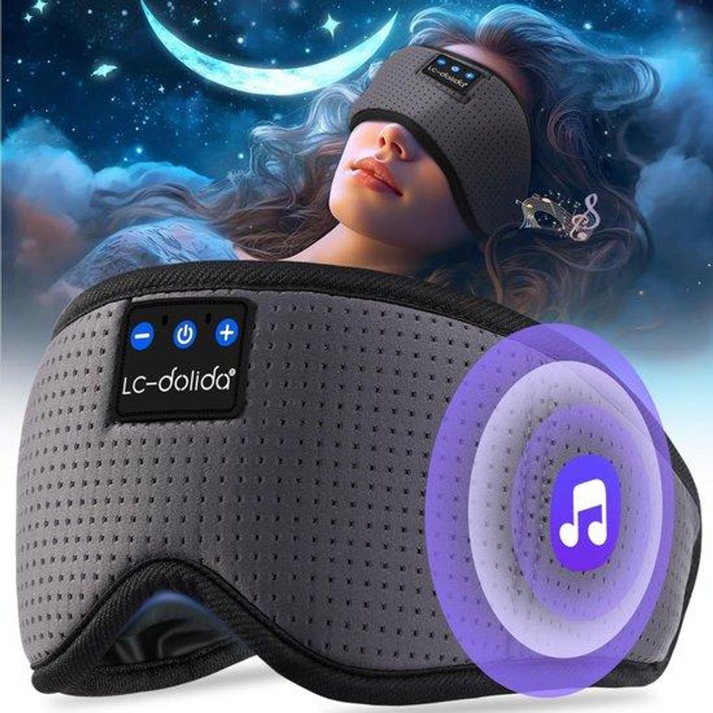 Slaapmasker mit Kopfhörer Bluetooth V5.4, atmungsaktives Kissen für Damen und Herren, waschbares Baumwoll-Überzug mit Mikrofon für Reisen/Yoga/...