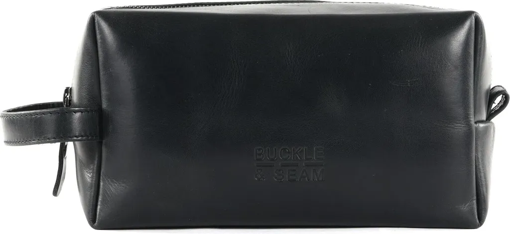 BUCKLE & SEAM Everest Blu Washbag - Trousse de Toilette en Cuir Noir