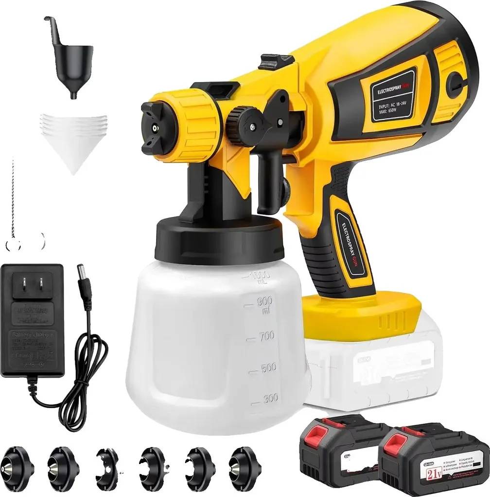 Pulvérisateur peinture sans fil moteur robuste 2 batteries haute autonomie