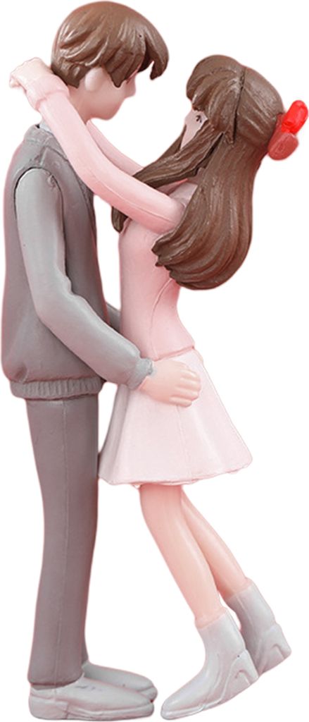 1 Paar Paar Figur romantische Kunststoff -Süßwarenliebhaber umarmen Paar Statue Desktop Nachbildung für den Valentinstag-Rosa