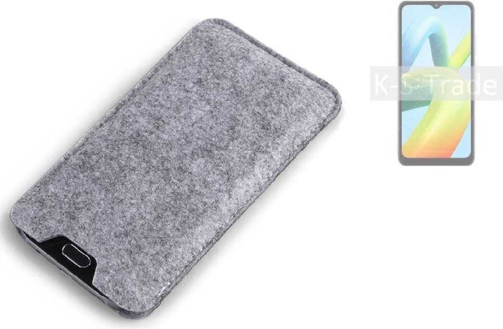 K-S-Trade Filz Handyhülle kompatibel mit Xiaomi Redmi A1+ Schutzhülle Filztasche Filz Tasche Case Sleeve Handy Hülle Filzhülle grau
