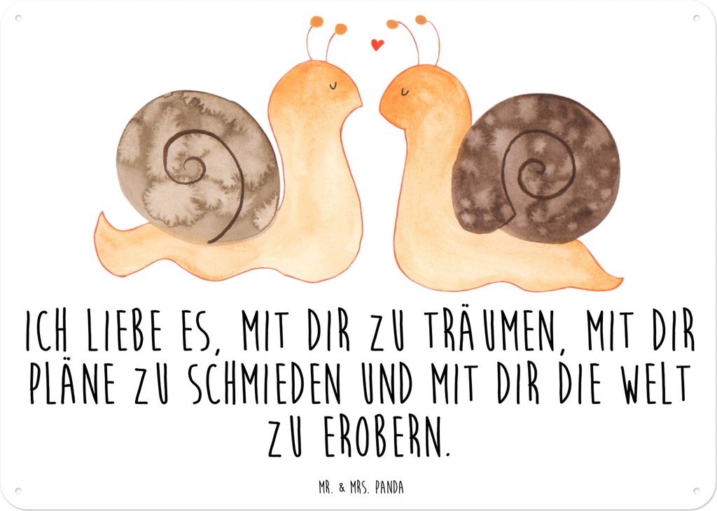 Mr. & Mrs. Panda tafel Schnecken Liebe DIN A3 - Weiß - Geschenk, Freundin, Wandbild, Ehe, glücklich, Große, Blechschild, Schild, Türschild, Paa...