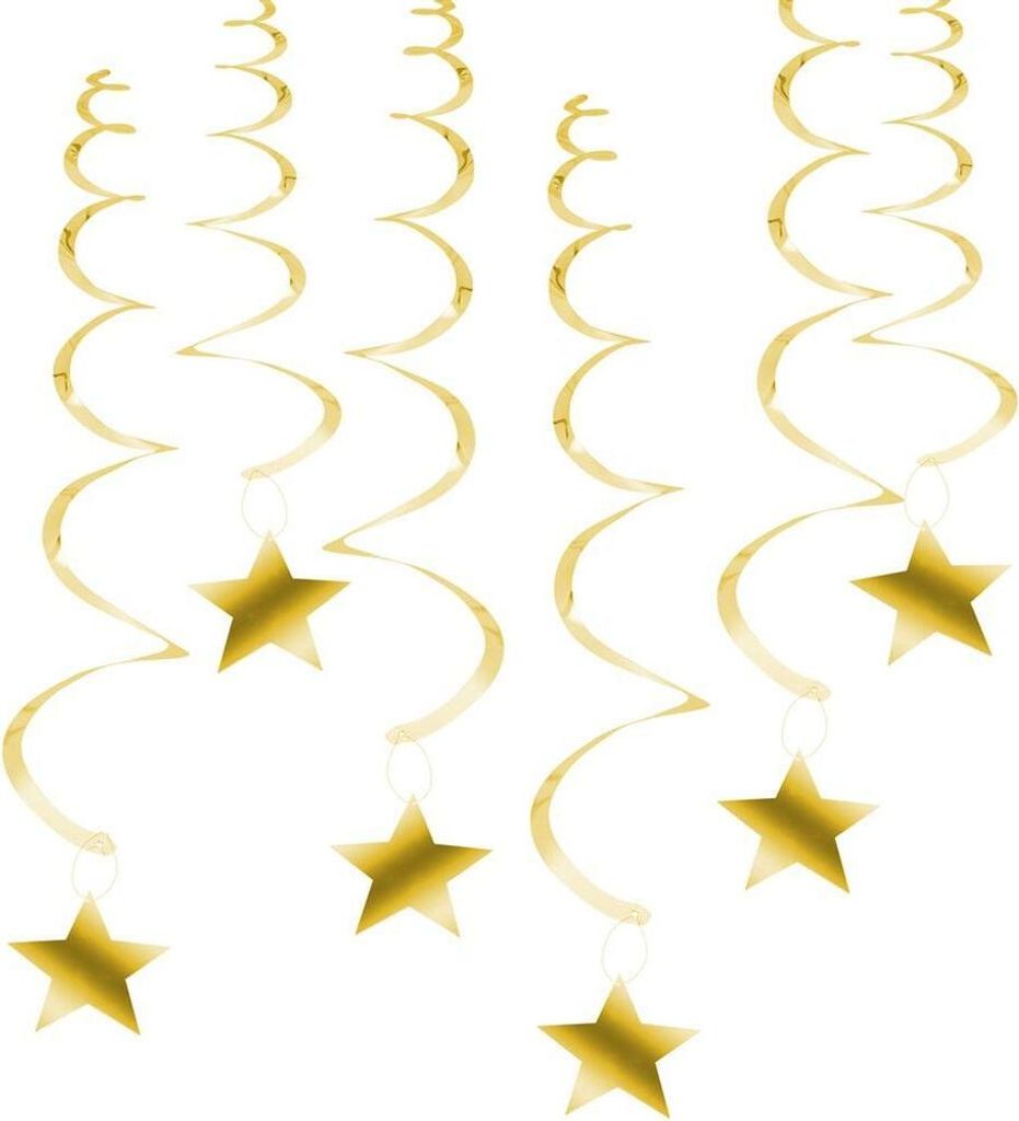 Wirbelnde Serpentinen Sterne Gold Partydekoration 6 Stück