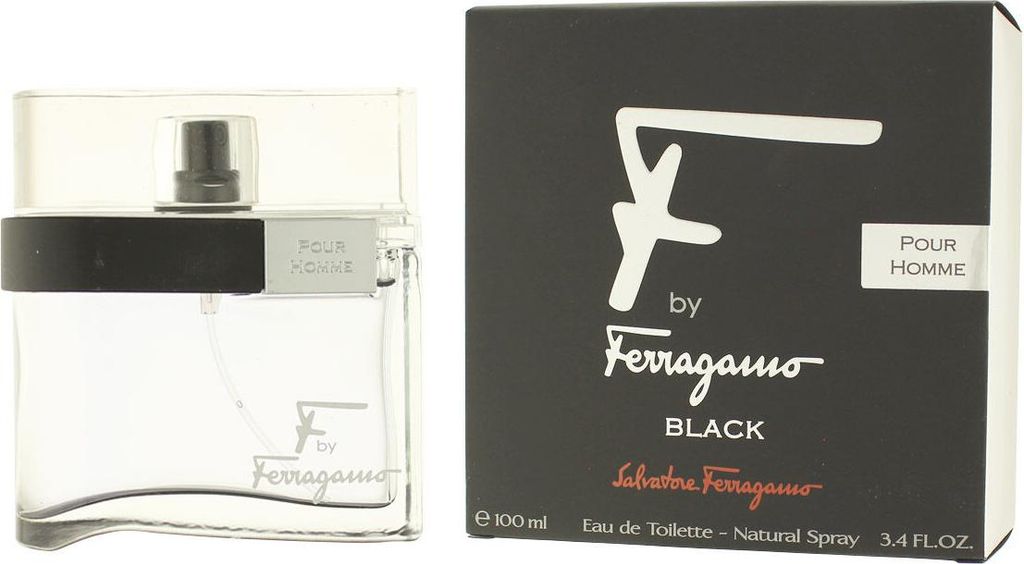 A perfume bottle and its packaging are displayed side-by-side on a white background.