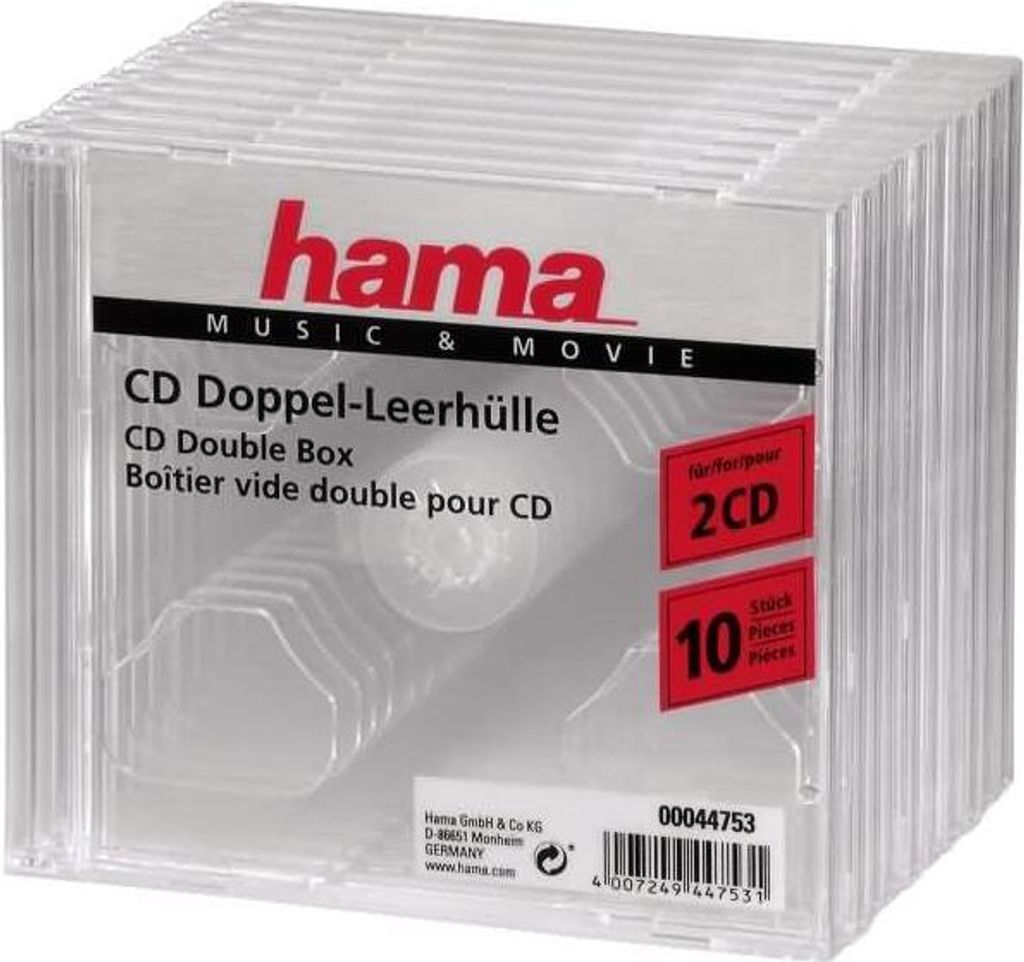 Boîtiers Doubles CD-ROM HAMA - Lot De 5, Couleur Transparente/noir, Pour Rangement CD/DVD - 4