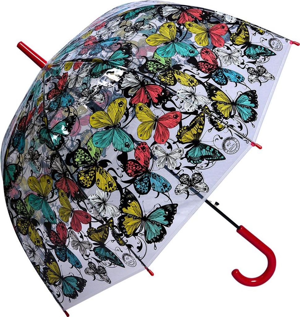 Clayre & Eef Erwachsenen-Regenschirm 60 cm Transparant Kunststoff Schmetterlinge