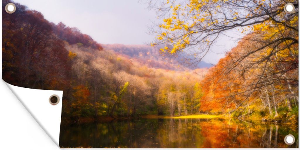 MuchoWow 160x80 cm Outdoor-Poster Gartendeko Sichtschutz Garten Poster für den Garten Natur - Wald - Herbst