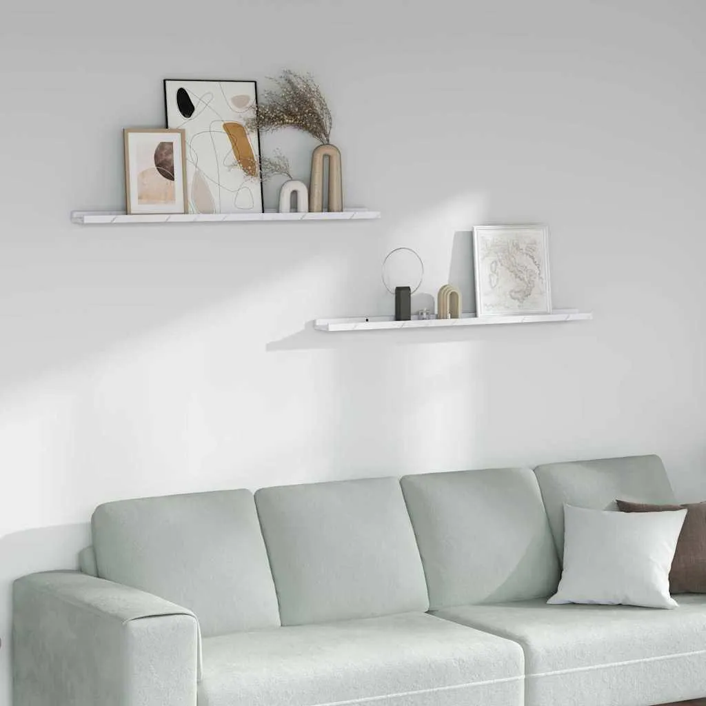 Maison Exclusive - Mensola da parete 2 pezzi Marmo bianco 100 x 9 x 3 cm Materiale ligneo