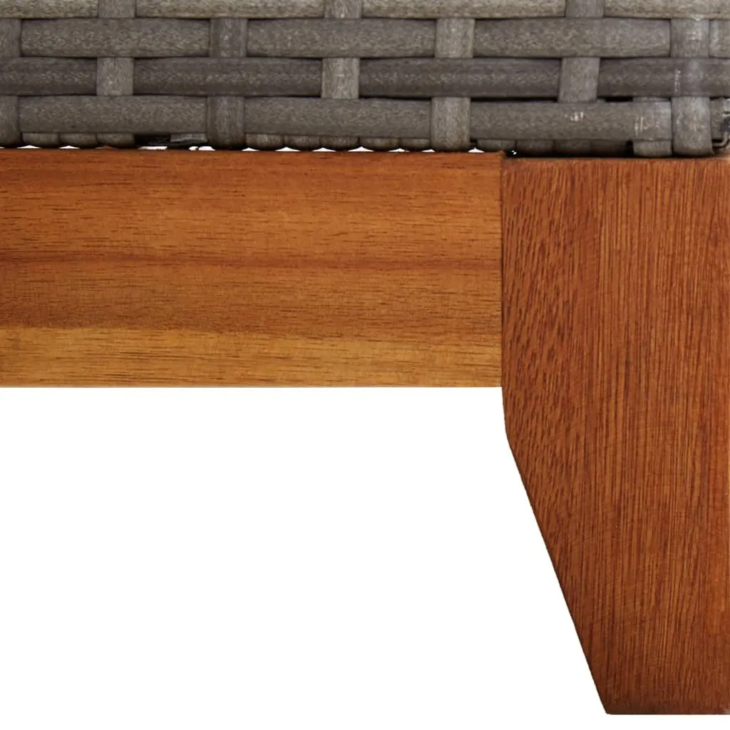 Bain de soleil en résine tressée grise et structure acacia durable - 8