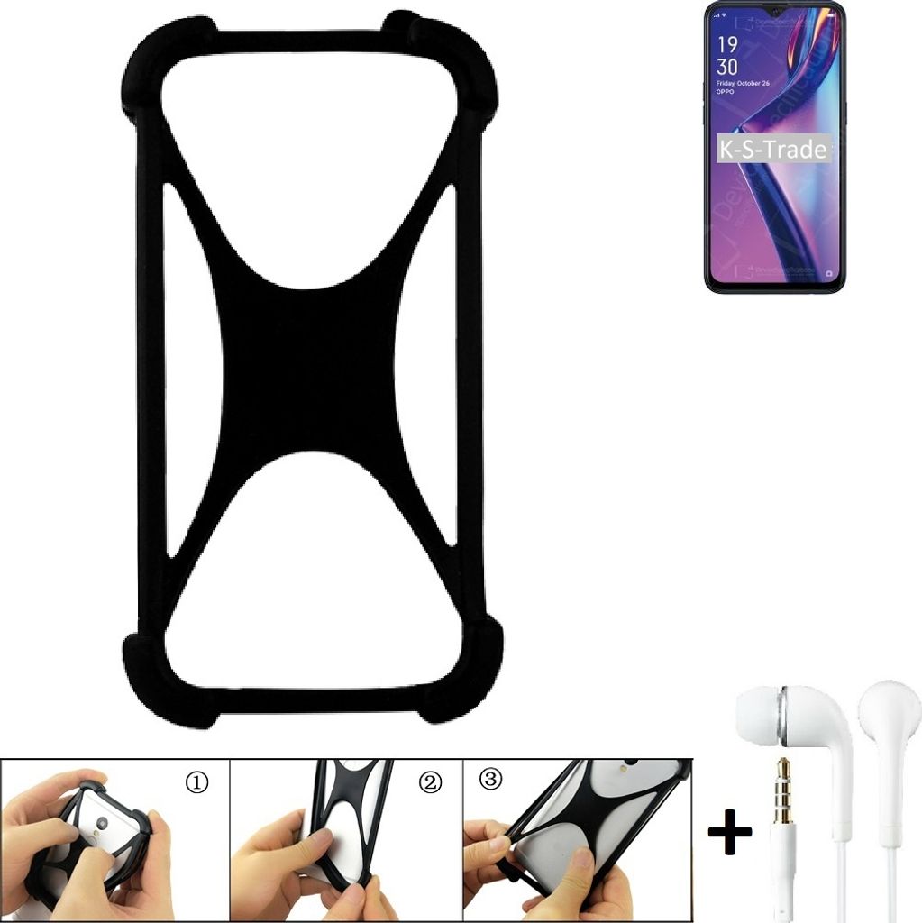 K-S-Trade Handy-Hülle + headphones kompatibel mit Oppo A12s Schutz-Hülle Bumper Silikon Cover Case Silikoncase Silikonbumper TPU Softcase