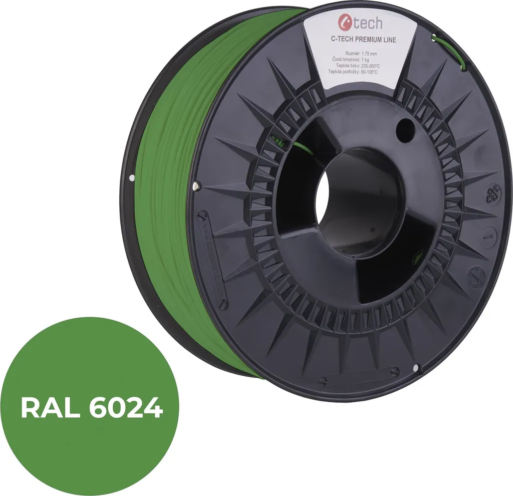 Filamento PLA C-TECH Premium Verde Traffico RAL6024 1.75mm 1kg per Stampa 3D