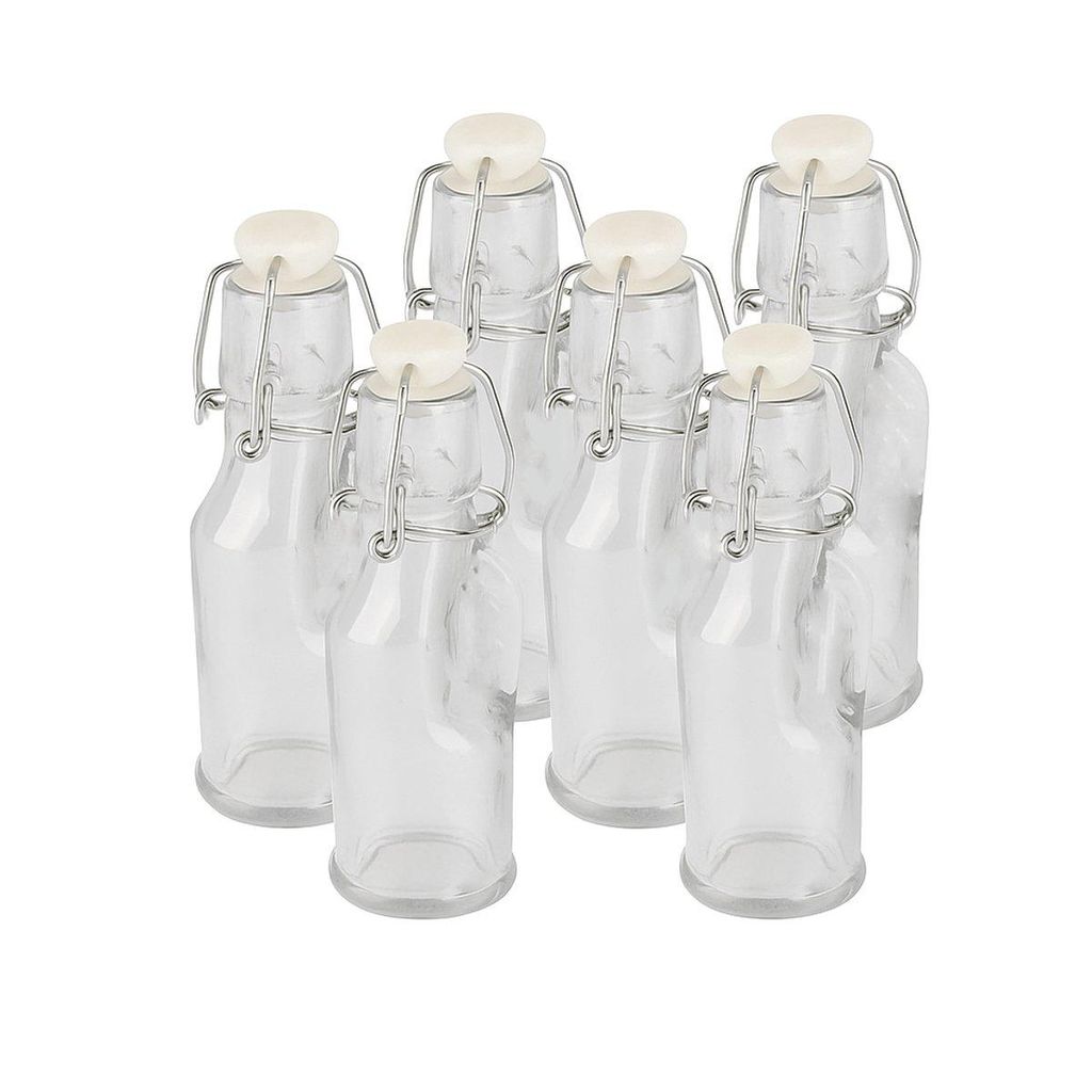 Mini Glas-Bügelflaschen – Set mit 6 – 70 ml – Luftdicht mit Produktbild 