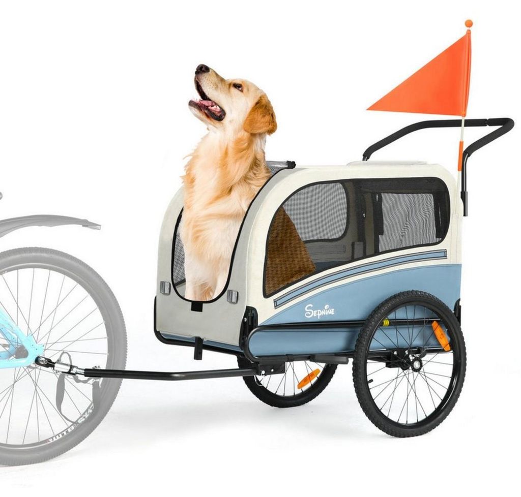 Sepnine 10202NS Pet Trailer 50KG, Verstellbarer Griff, Wasserdicht, 19" Räder - Grau-Blau