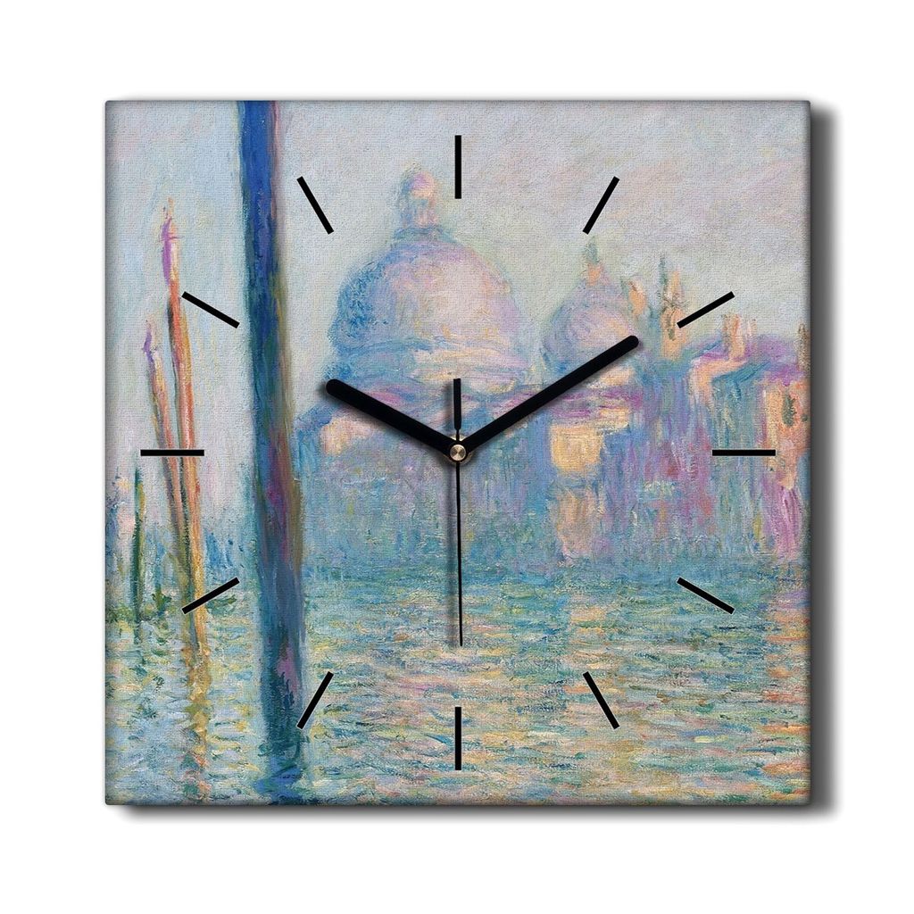 Coloray Hodiny Unikátní 30x30 cm Tiché hodiny Pro obývací pokoj a kuchyň Nástěnné hodiny Plátno Černé ručičky hodin - Le Grand Canal ...