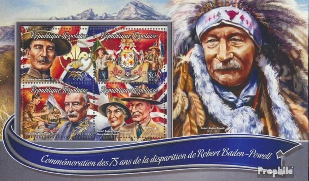 Briefmarken Togo 2016 Mi 7539-7542 Kleinbogen (kompl. Ausgabe) postfrisch Robert Baden-Powell