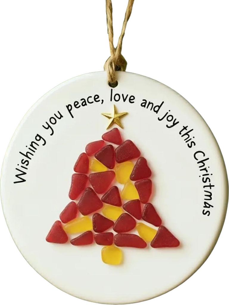 Handgefertigter Weihnachtsbaumschmuck aus Treibglas: Weihnachtsmann, Zuckerstange, Baum, Lebkuchen – Hängende Acryl-Küstenornamente für den We...