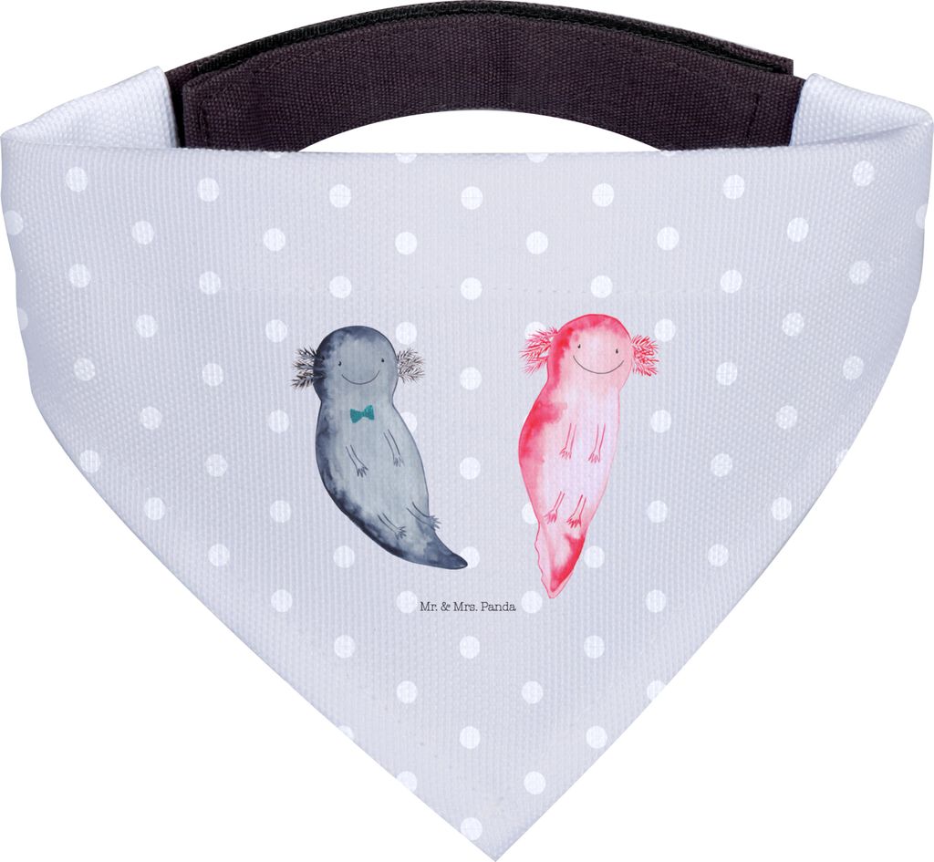 Mr. & Mrs. Panda Halstuch Für Hunde Axolotl Freundin - Grau Pastell - Geschenk, Tuch, Valentinstag, Liebe, Lurch, Hundehalstuch, Hund
