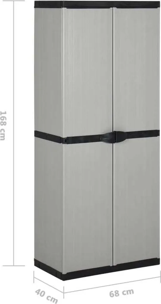 Mobiletto Esterno 3 Ripiani vidaXL 68x40x168 cm Grigio e Nero - 7