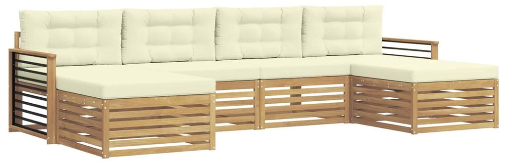 “2026 Modern“ Weiß und Creme Sofagarnituren 6 pcs Weiß und Creme Massivholz Akazie - Designermöbel 76441 - Gartensofas
