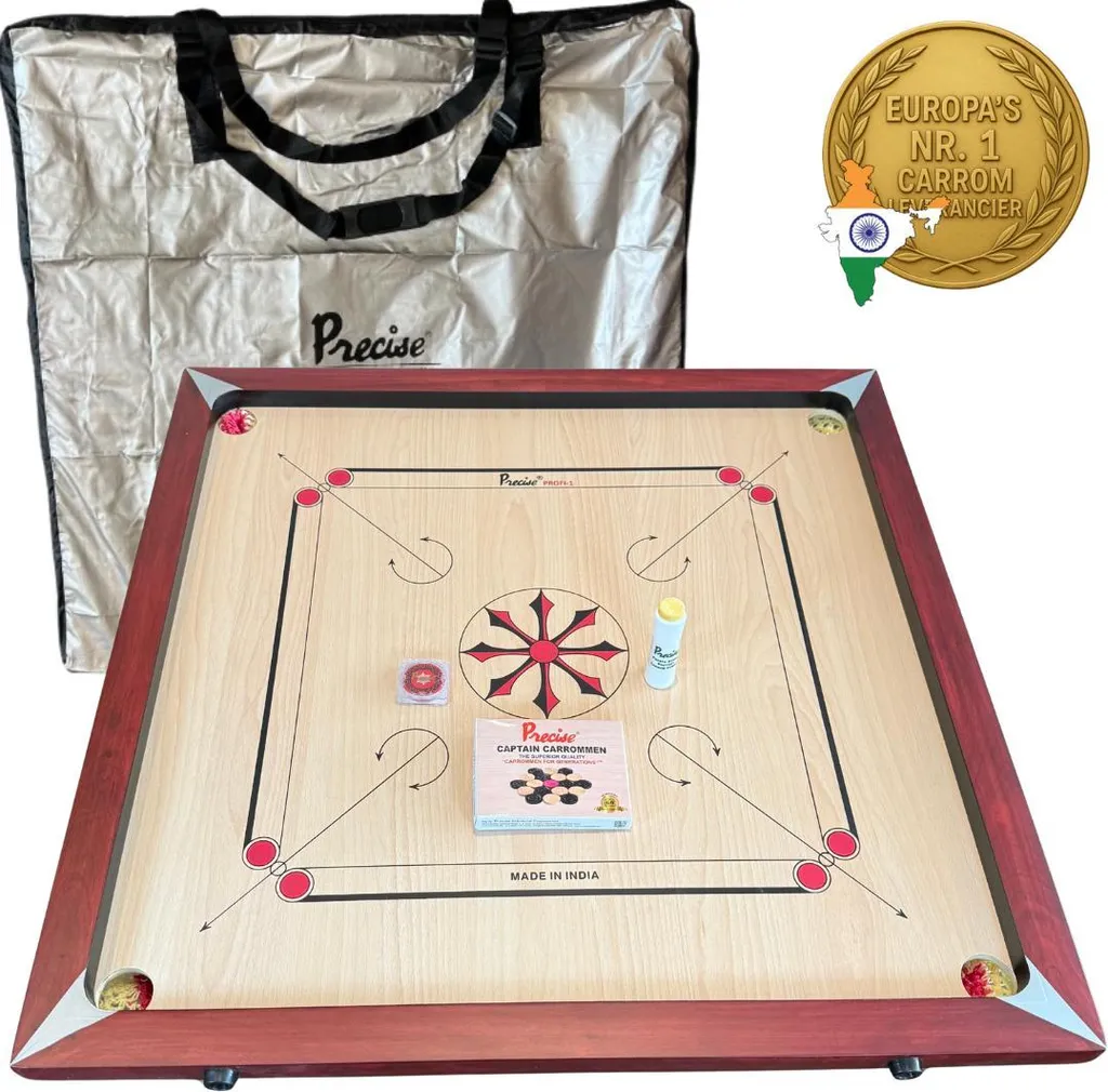 Planche de Carrom Precise Bois 9 mm de Compétition avec Sac de Transport