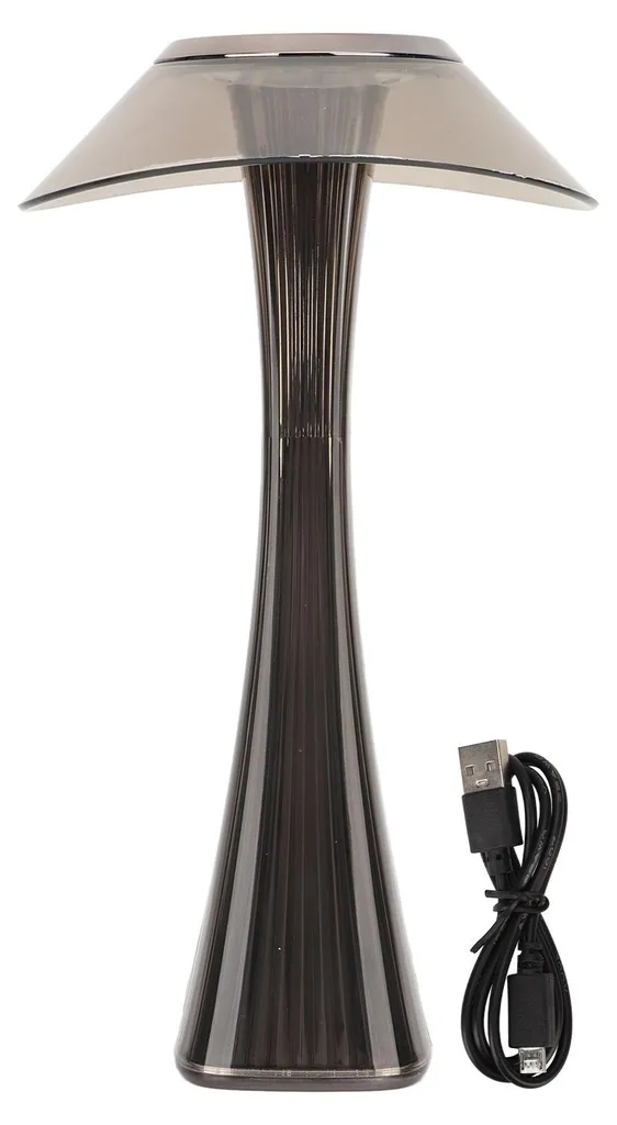 Lampe de table LED Gris Fumé USB Rechargeable avec Capteur Tactile - 25cm