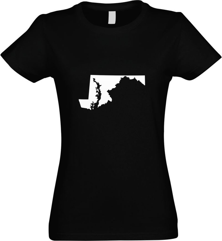 Kiwistar - T-Shirt tailliert - Damen - schwarz - USA - Bundesstaat - Maryland - mit Motiv Bedruckt - Funshirt Design - Sport - Freizeit - Damen - L