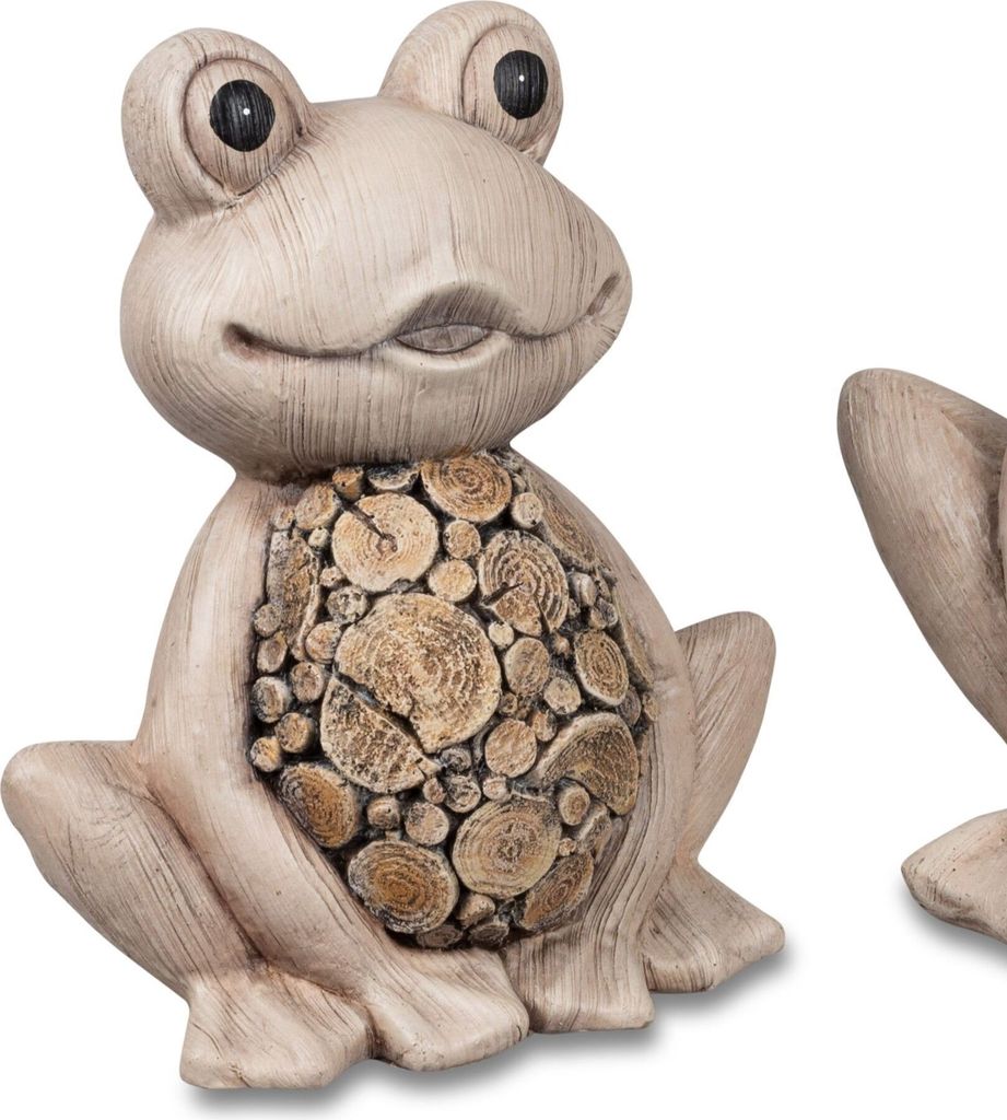 Dekofigur Frosch HOLZOPTIK H. 23cm braun Kunststein Formano Garten WA