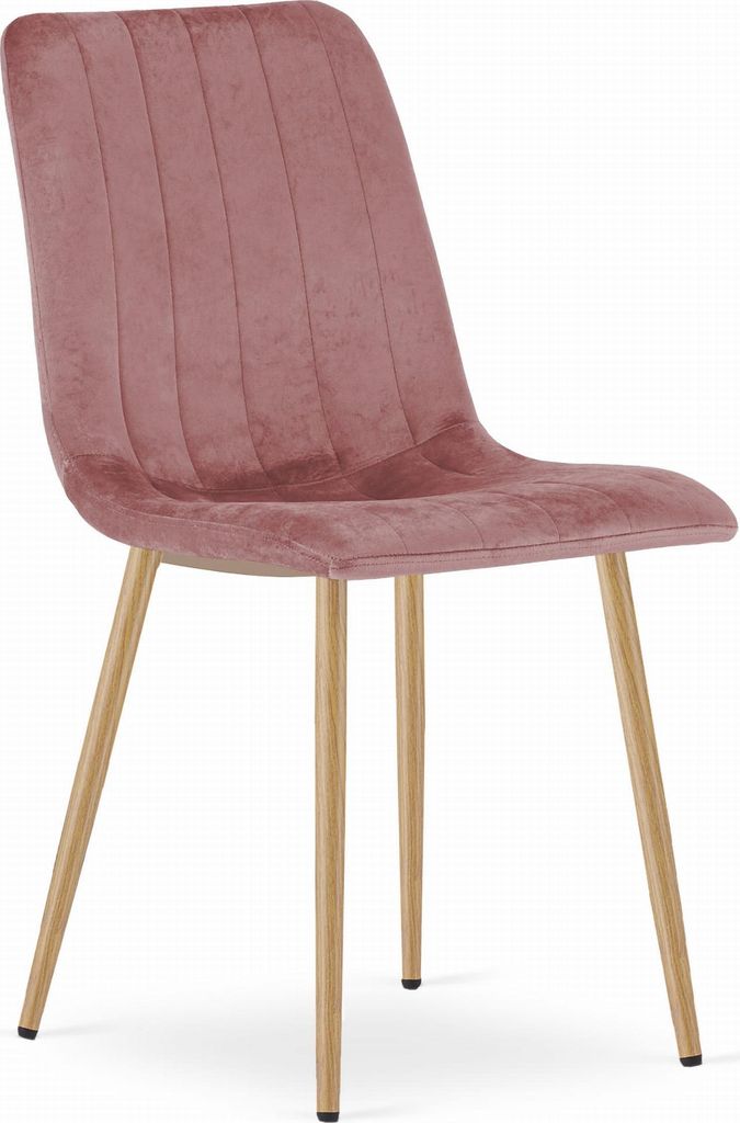Sessel ORSARA rosa Samt gepolstert mit Metallbeinen, Maße 43x90x51 cm, für das Wohnzimmer, Esszimmer, Belastung bis 110 kg