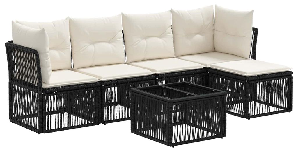 vidaXL Gartensofa-set 6 pcs Schwarz Poly-Rattan