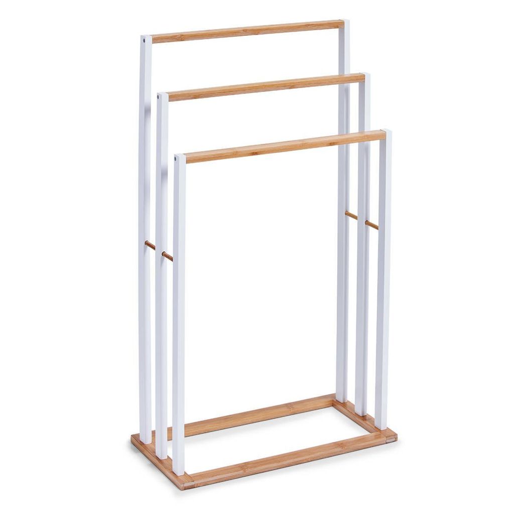 Zeller Handtuchständer, Bamboo/MDF, weiß - 48x24x82; 18635