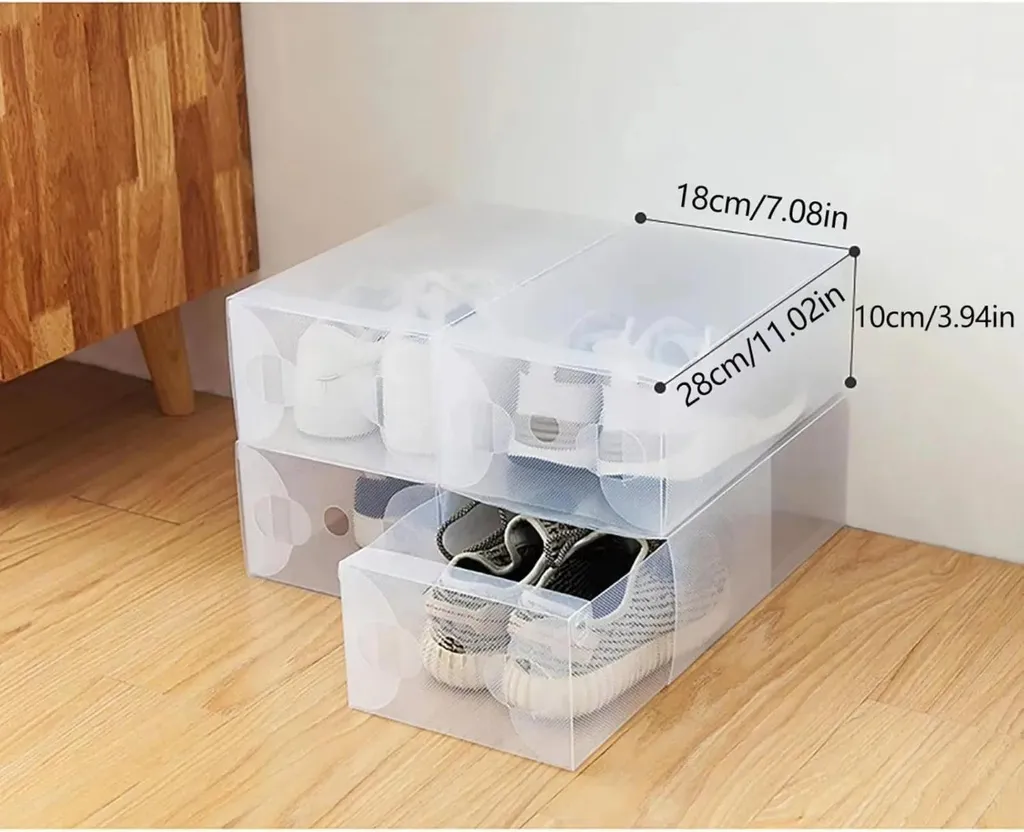 Boîte de rangement chaussures transparente - Lot de 20 empilable