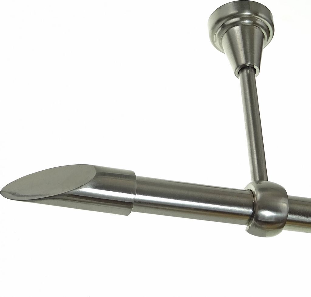 Gardinenstange Set Edelstahl Look Metall Ø 19mm zur Deckenbefestigung 1-lauf Schräge, Länge wählbar D18E66