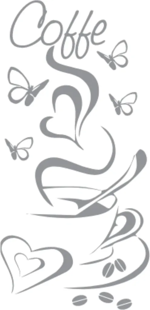 Décoration murale adhésive pour cuisine motif Café et Cœurs 100x50 cm