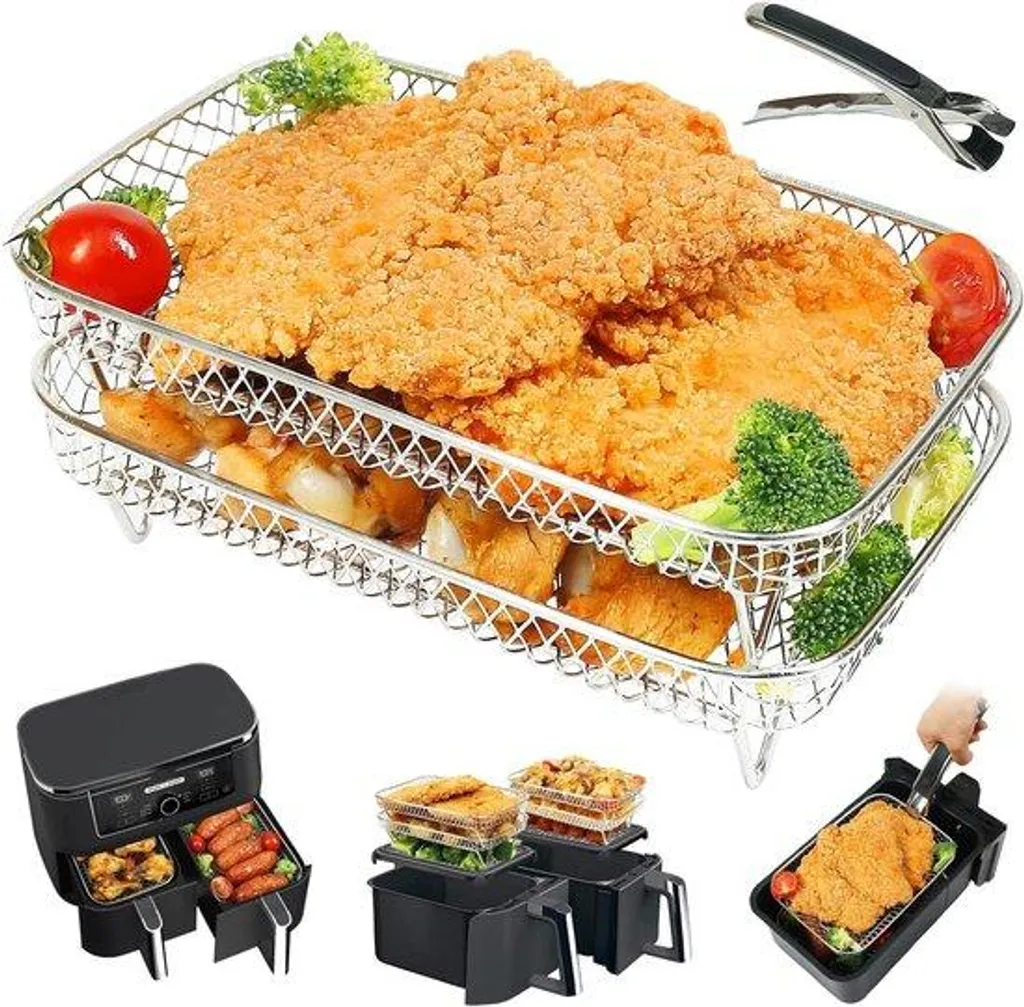 Paniers friteuse à air en acier inoxydable 2 niveaux pour modèles XL