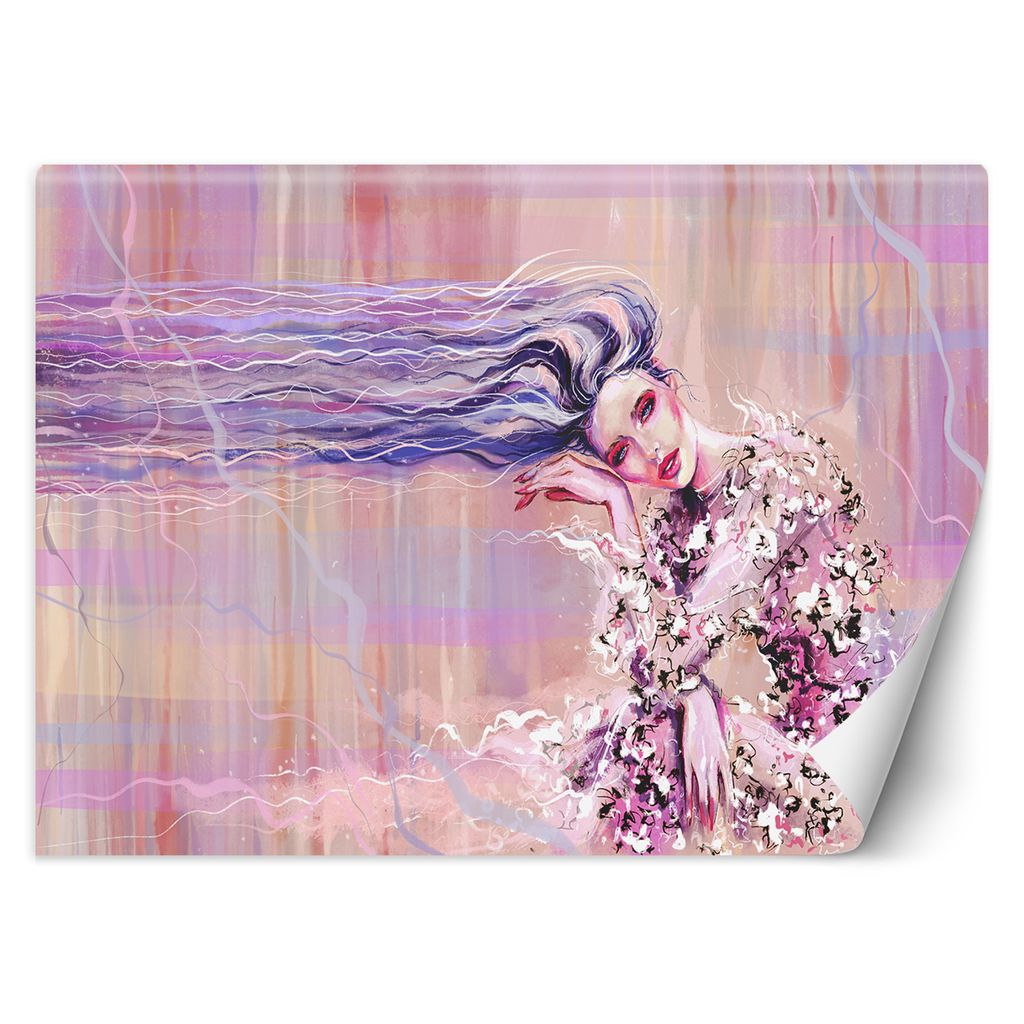 FOTOTAPETE Aquarell Rosa Frau Abstrakt 368x254 cm VLIES Tapete Wandtapete Wandbilder Wanddekoration Design Wohnzimmer Schlafzimmer Flur Büro Küch...