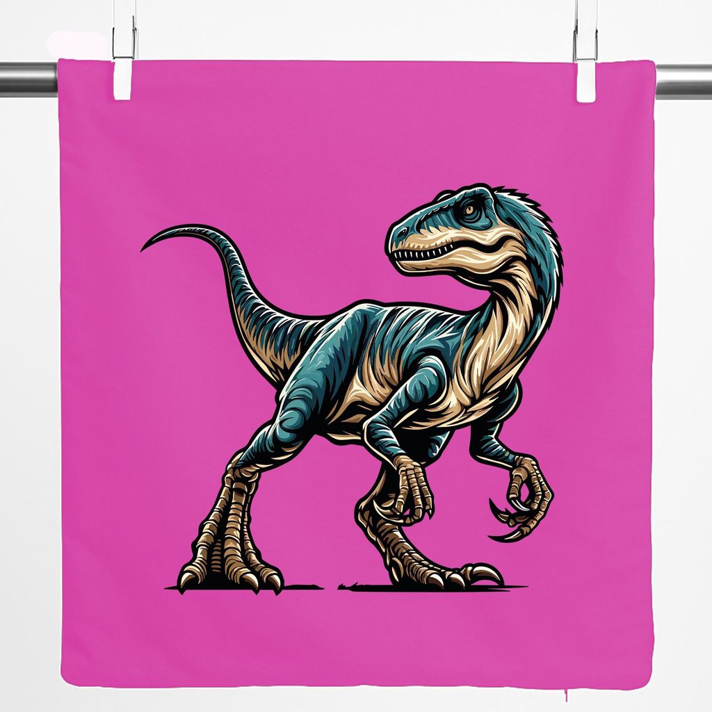 Huuraa Kissenbezug Velociraptor Dinosaurier 40x40cm Fuchsia Baumwolle Dekokissenbezug Geschenkidee