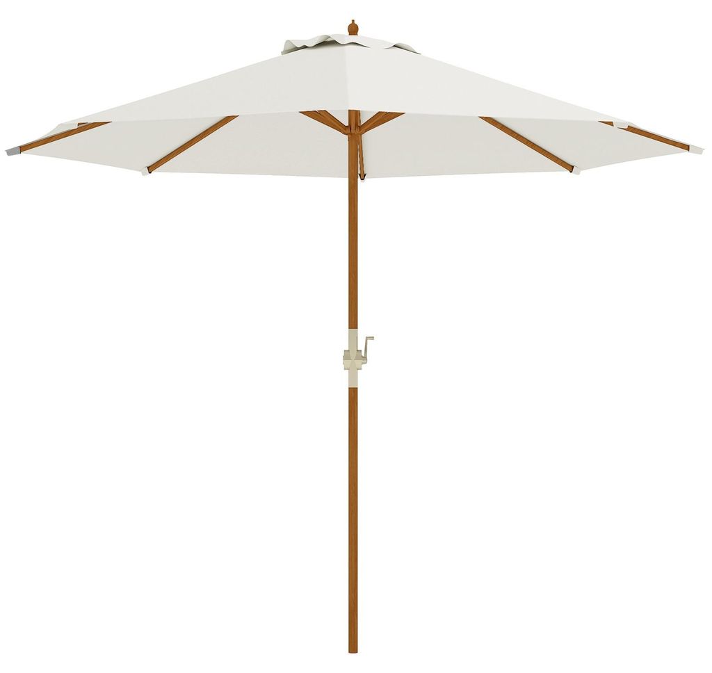 Holz Sonnenschirm Gartenschirm Balkonschirm 2,5 m, 2-teilige Tannenholz-Schirmstange, 8 Bambusstreben, beschichteter Polyester wasserabweisend und ...