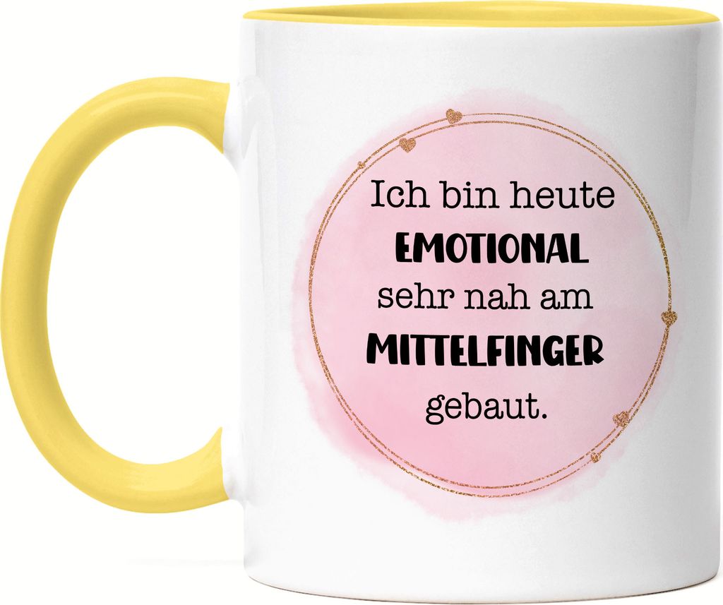Ich bin heute emotional sehr nah am Mittelfinger gebaut Tasse Gelb Lustig Sarkasmus Büro Mitarbeiterin Kollegin