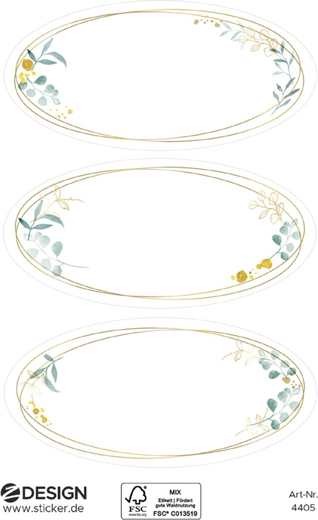 ZDesign HOME Haushalts-Etiketten mit Zierrahmen oval 3 Blatt à 3 Sticker