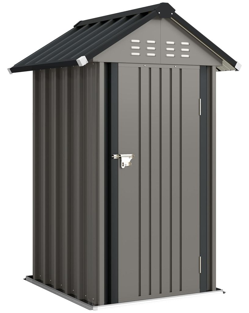 Metall Gerätehaus 1,17 m², Geräteschuppen mit Satteldach Lüftung Schloss Handschuhen, 122 x 121 x 192 cm