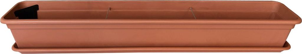 Blumenkasten Balkonkasten Pflanzkasten Terracotta mit Bewässerungssystem und Untersetzer 80 oder 100cm, Variante:1x 100 cm