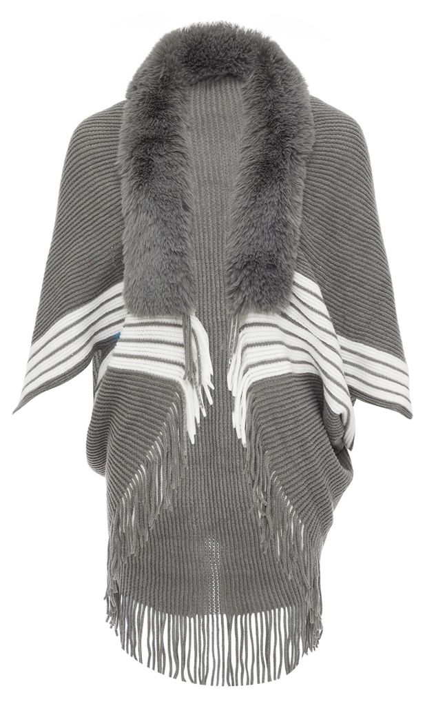 ALBEE damen poncho - grau, M