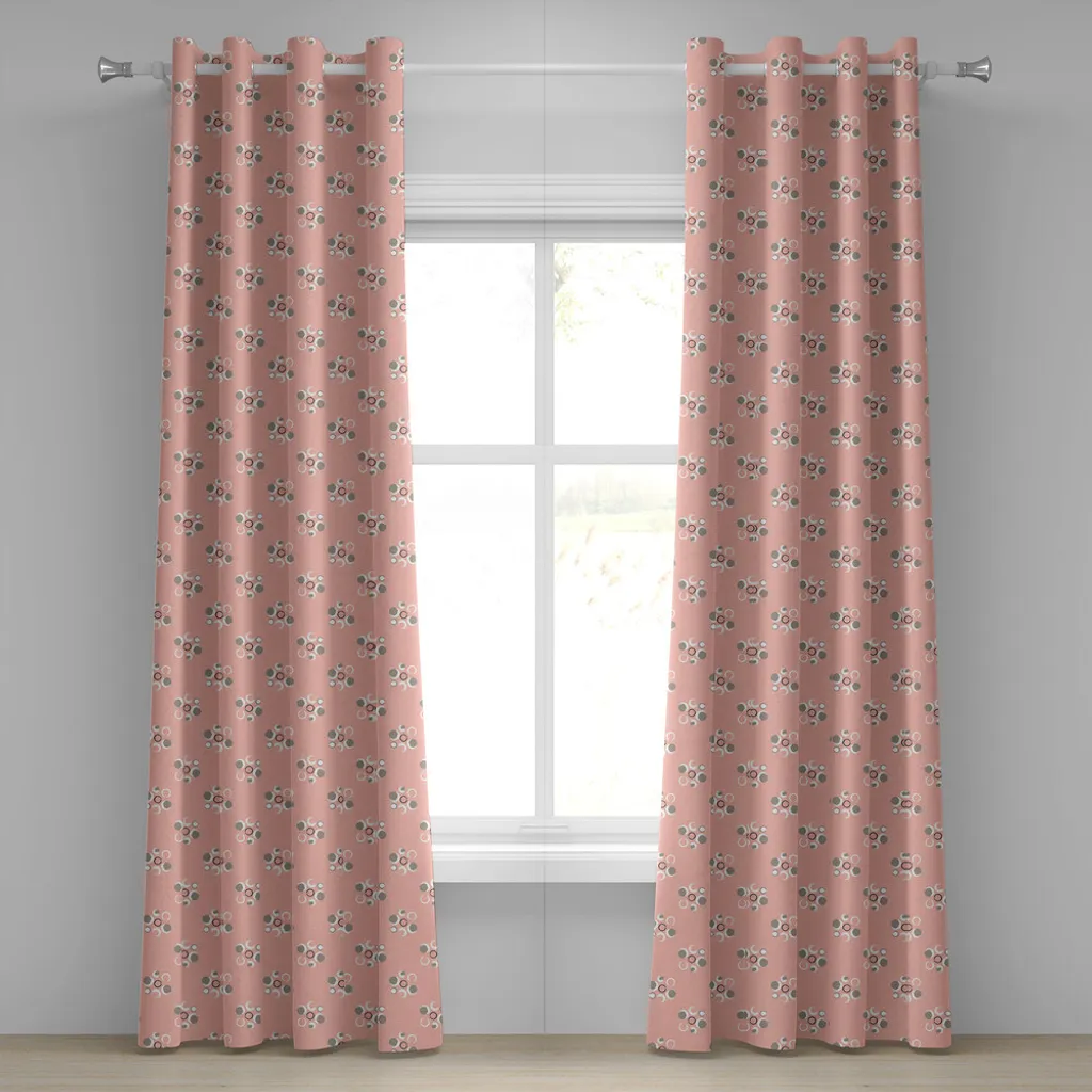 ABAKUHAUS Botanico Tenda, Flora in Delicate tonalità, per Camera da Letto Due Pannelli Set, 280 x 175 cm, Multicolore